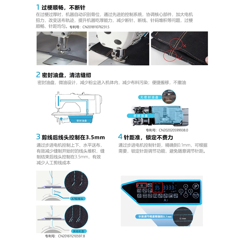 JOJOSEW jack A7 intelligent cloth-feeding lockstitch sewing machine is smooth and continuous needle sealing oil pan