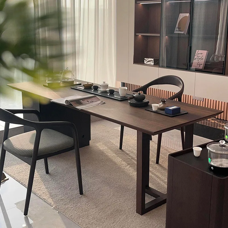 

Настраиваемый новый китайский чайный столик из черного ореха, 2024, новый высококачественный офисный чайный столик, современный простой чайный столик из цельного дерева