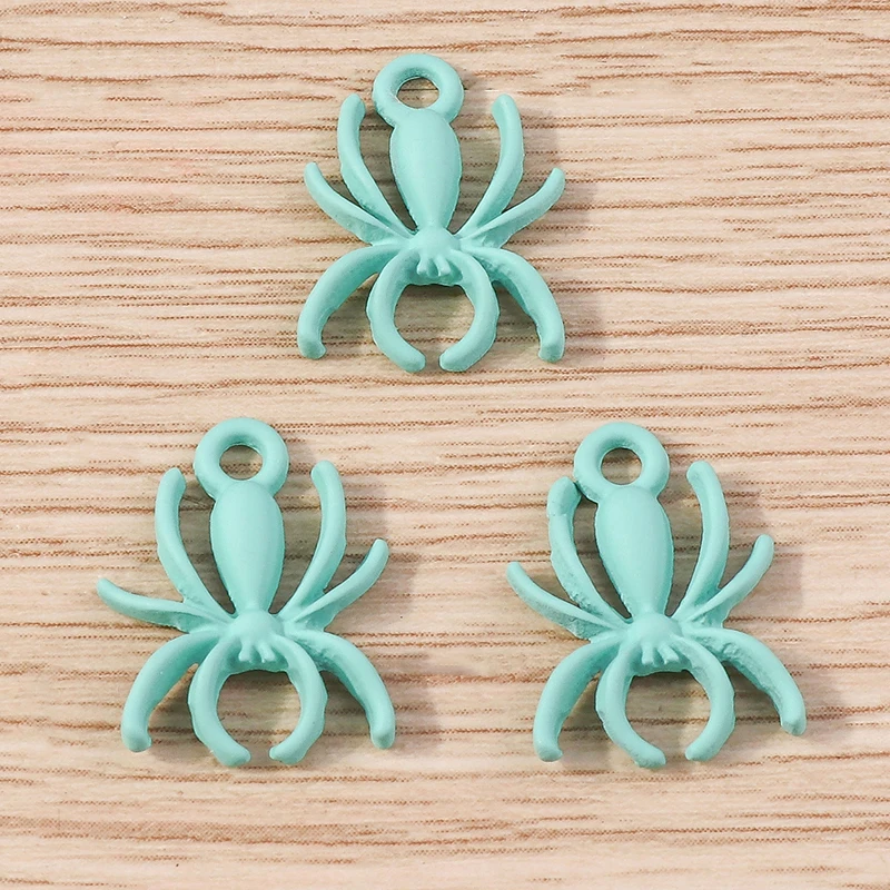 Tusember 10 Stück süße bunte Spinnen-Charms für handgefertigte Schmuckherstellung, Halskette, Ohrringe, Halloween-Charms, Anhänger, DIY-Handwerk – Detail 9