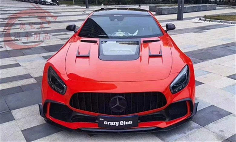 Real Carbon Fiber Transparent Front Bumper Engine Hood Bonnet Vent Cover For Mercedes-Benz AMG GT GTS GTC 2015-2022