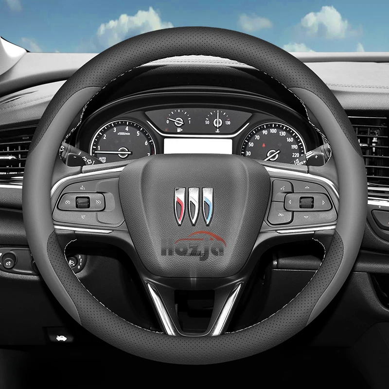 

Round Leather Car Steering Wheel Cover for Buick LaCrosse Encore GX Premium 2 Lucerne Envista Envision Regal Enclave Century