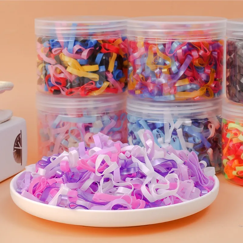 500pcs Kids High Elasticity Thicken Disposable Rubber Bands Girls Pigtail Holder Hair Ties Colorful Hair Bands Hair Accessories