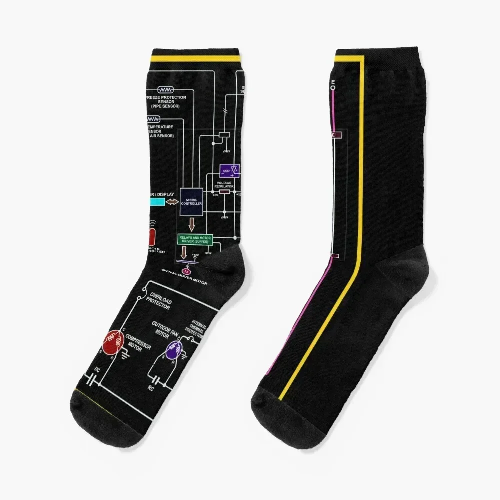 

Wiring Diagram Socks floral funny gift Stockings compression christmass gift Mens Socks Women's