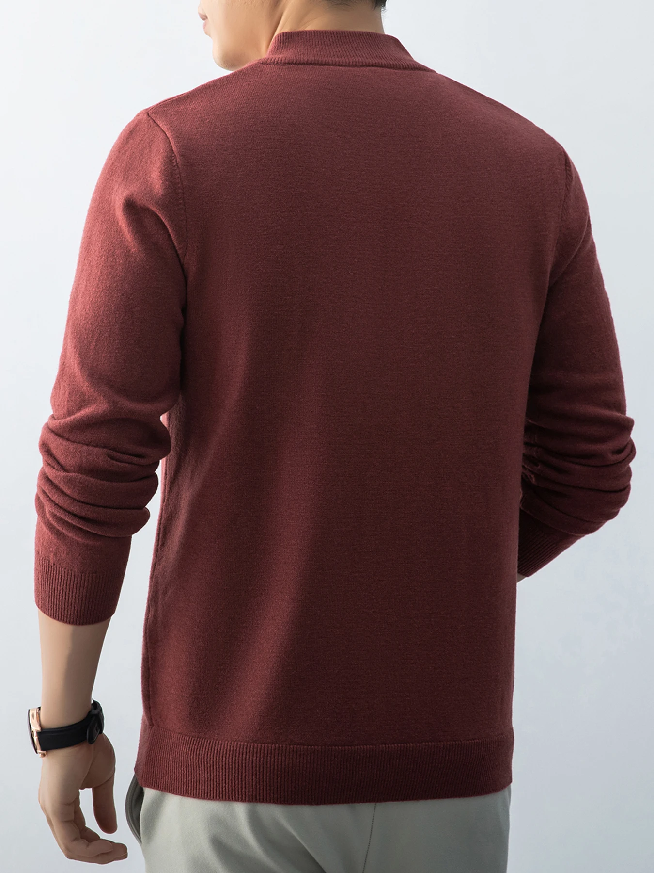 Men New Spring Autumn Solid Color Zipper Knitted Cardigan Elegant Versatile Coat Casual Business Top Ideal Gift for Men