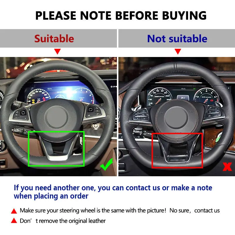Für Mercedes Benz W176 W205 W213 W222 W246 A217 C117 C218 X218 R231 R172 X253 C253 Mikrofaser Leder Auto Lenkrad Abdeckung – Detail 1