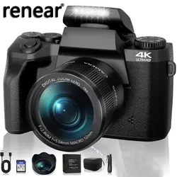 4K 64MP Video Camera Professional Instant Auto Focus 60FPS Vlog Camcorder Dual Lens 16X Zoom Touch for Youtube Tiktok Ins Webcam