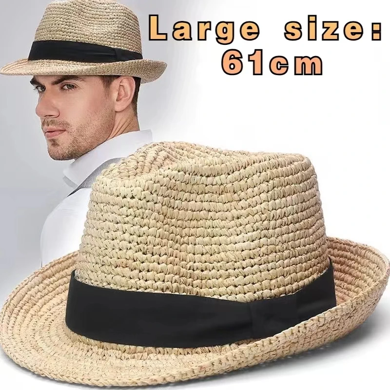 

XL Large Size 61cm Panama Straw Hat for Woman and Man Foldable Straw Woven Sun Hat UPF 50+ Uv Sun Protection Shading Summer Hat