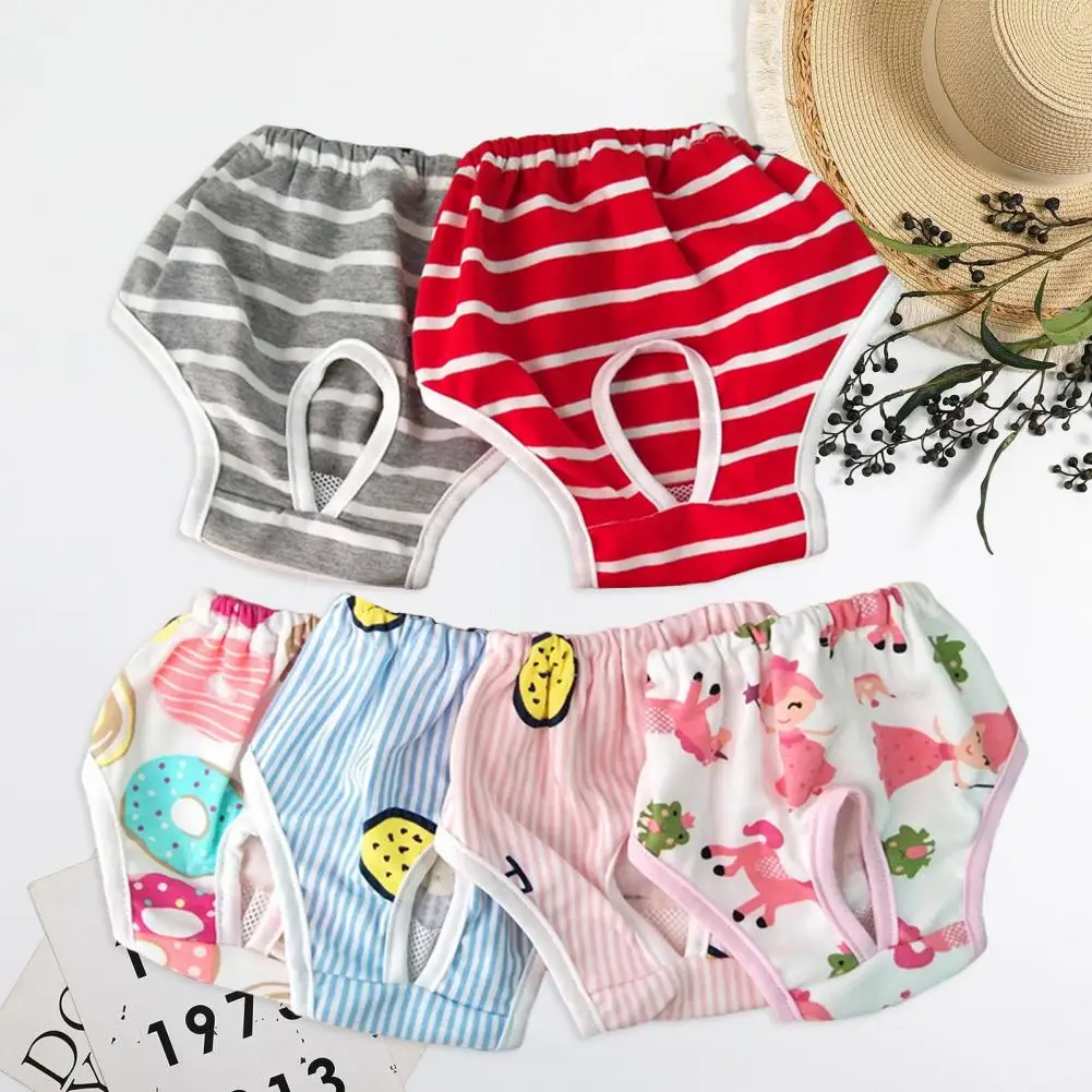 

Dog Menstrual Pants Cartoon Print Female Dog Period Diaper Breathable Pet Physiological Panties Dog Heat Clothes Pet Accessories