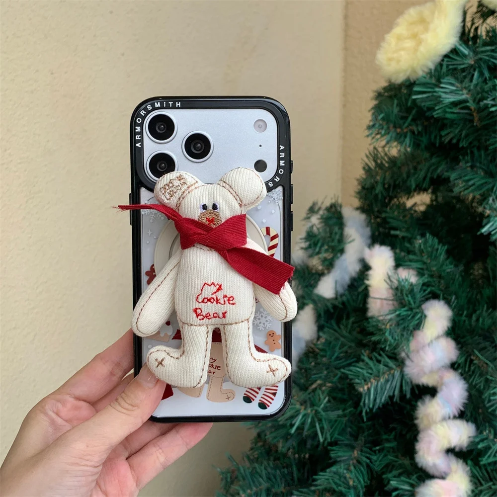 الكورية INS عيد الميلاد الدب المغناطيسي قضية الهاتف آيفون 17 برو 16 E 11 12 13 14 زائد 15 برو ماكس غطاء مع Magsafe حامل الحالات #4