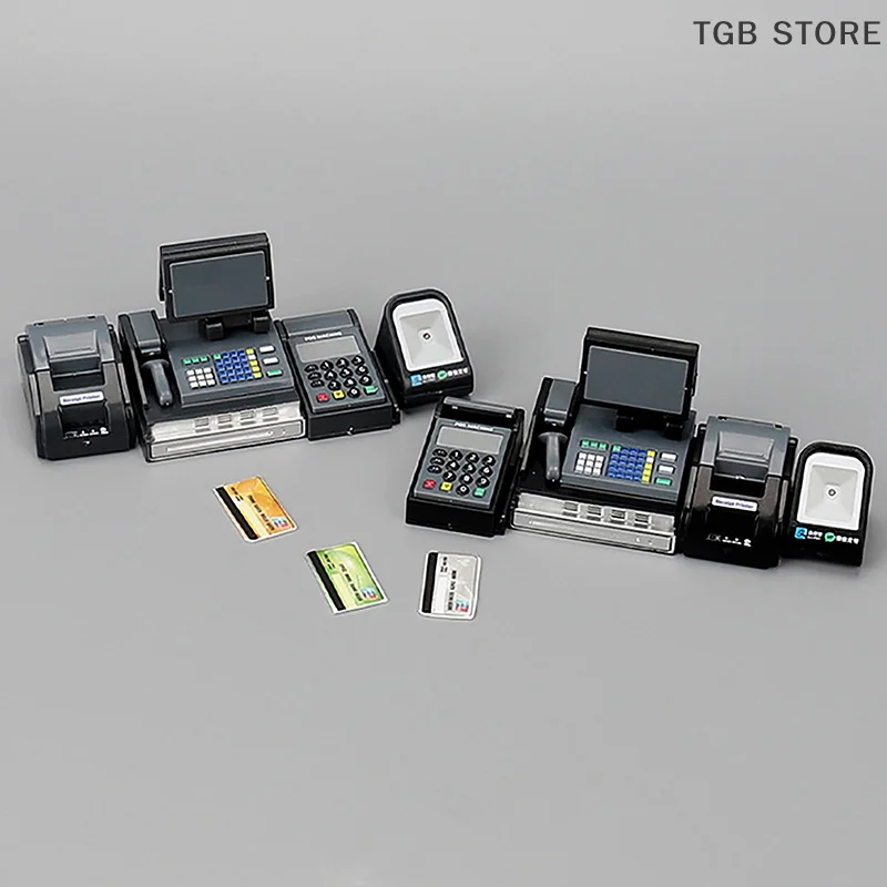 1Set Mini Cash Register Card Machine POS Machine DollHouse Supermarket Scene Props