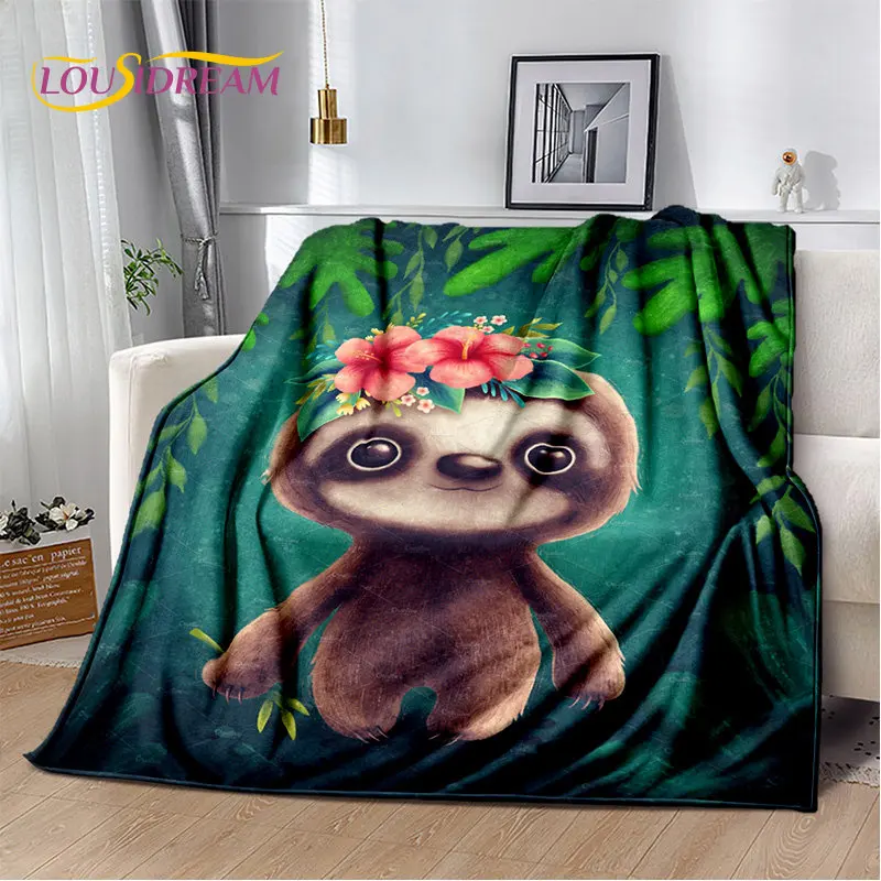 Cute Sloth Series Cartoon Soft Plush Blanket,Flannel Blanket Throw Blanket for Living Room Bedroom Bed Sofa Picnic Cover Kids 3D