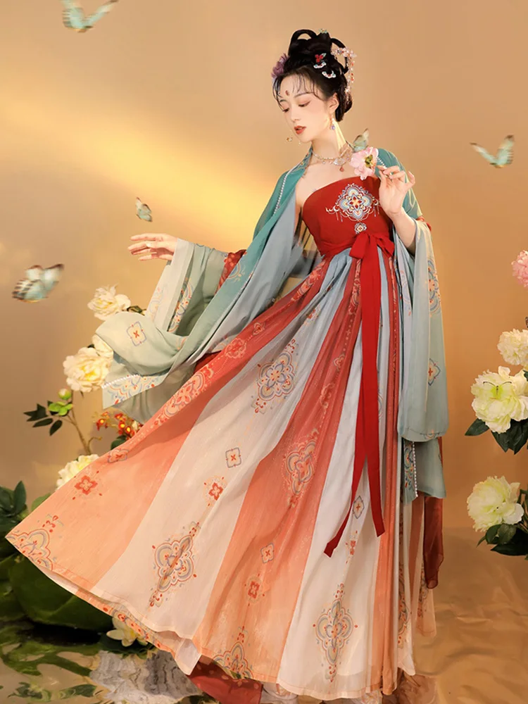 

Tang-Style Hanfu Women's Chinese Traditional Dress Ancient Costume Fairy Skirt 3pcs Set Spring Female Dress