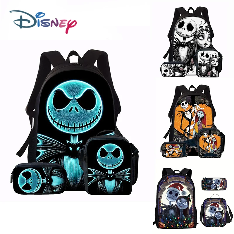 

Disney Jack Backpack Pencil Case Handbag Set Nightmare Before Christmas Horror Large Capacity Student Commute Laptop Storage Bag