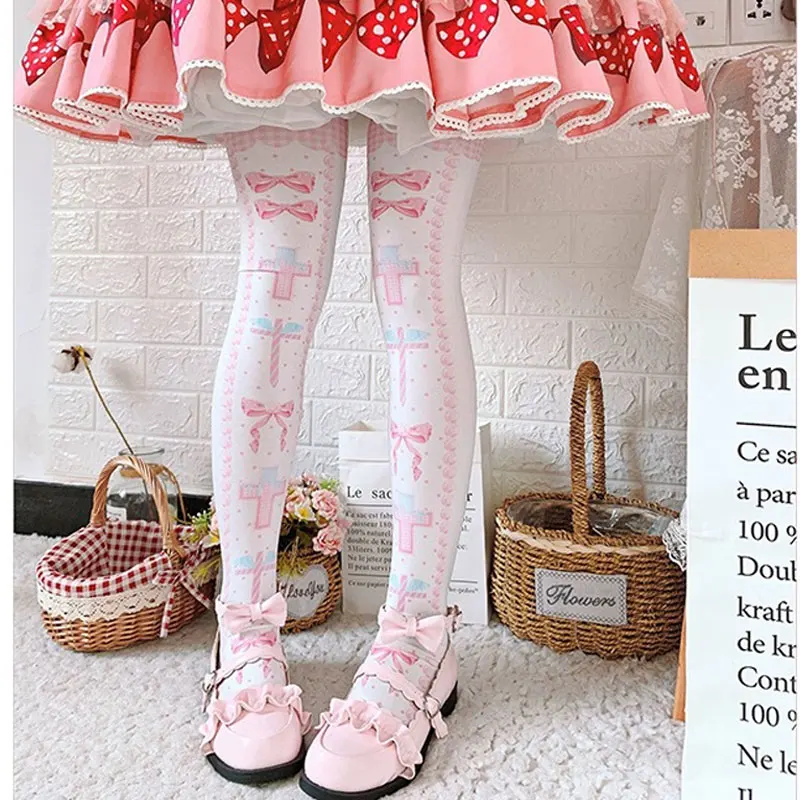 Anime Heks Lolita Witte Kousen Harajuku 3D Gedrukt Zoete Kawaii Kousen Vrouwen Leuke Kousen Fluwelen Hoge Overknee Sokken