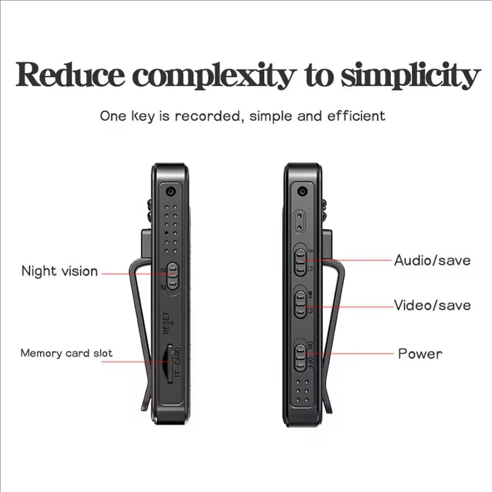 1080P HD كاميرا صغيرة محمولة صغيرة مسجل فيديو رقمي كاميرا مراقبة للرؤية الليلية فيديو الشرطة BodyCam الأشعة تحت الحمراء