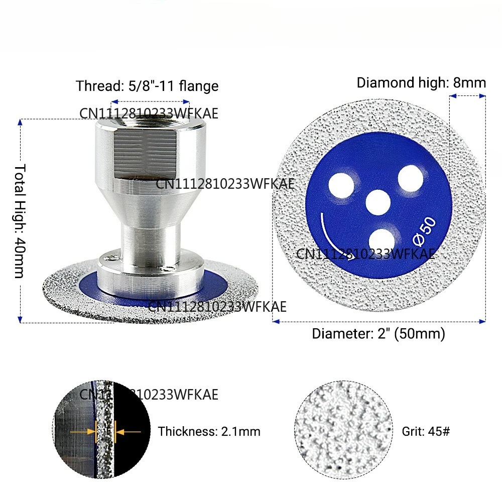 For LOZLIN 50mm Diamond Mini Saw Blade with Thread Stone Cutting Disc Granite Sandstone Concrete Lettering Carving Grinding Tool