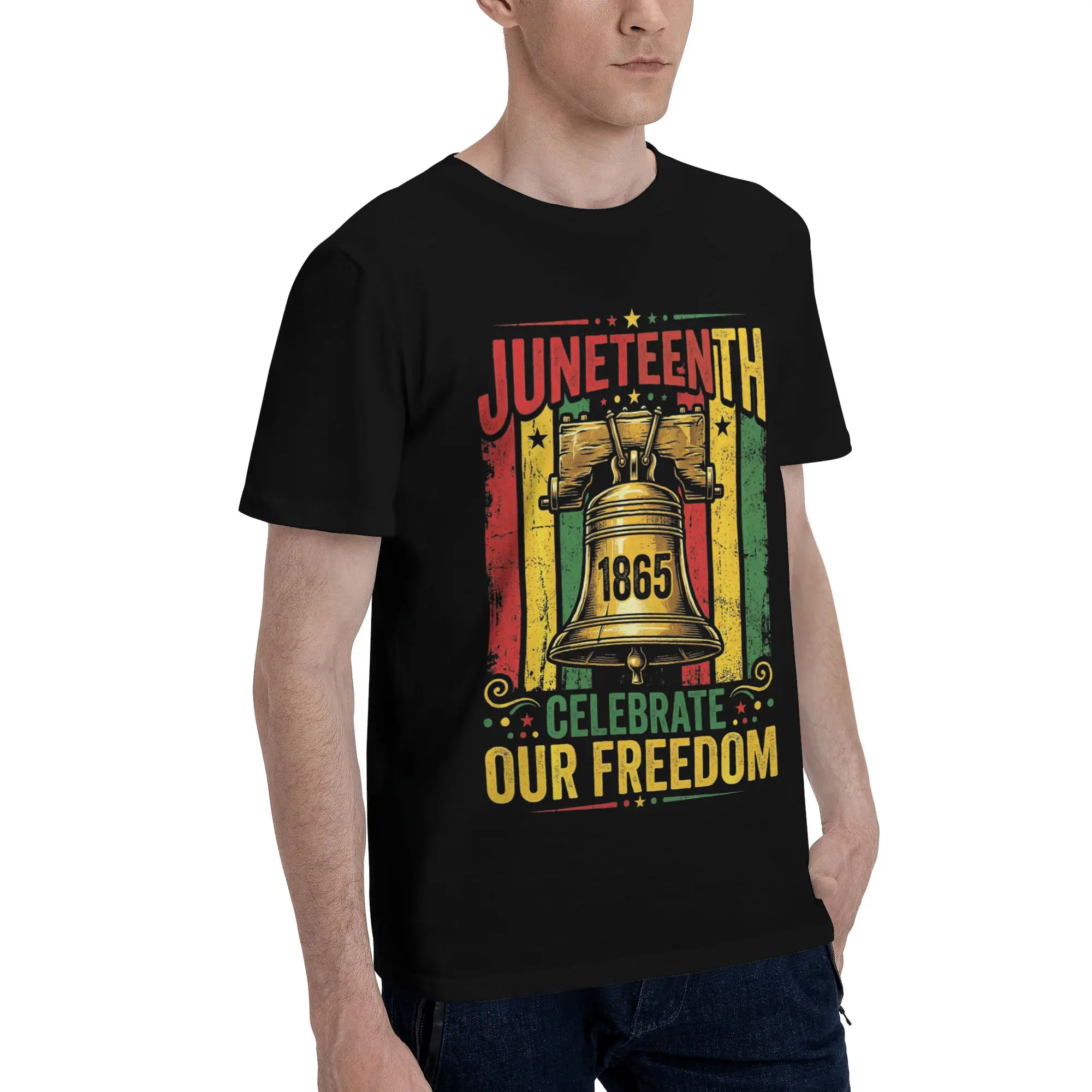 Juneteenth 1865 Celebrate Our Freedom Retro Liberty Bell Day Graphic 100% Cotton T-Shirt 1865 Tees Tops For Men