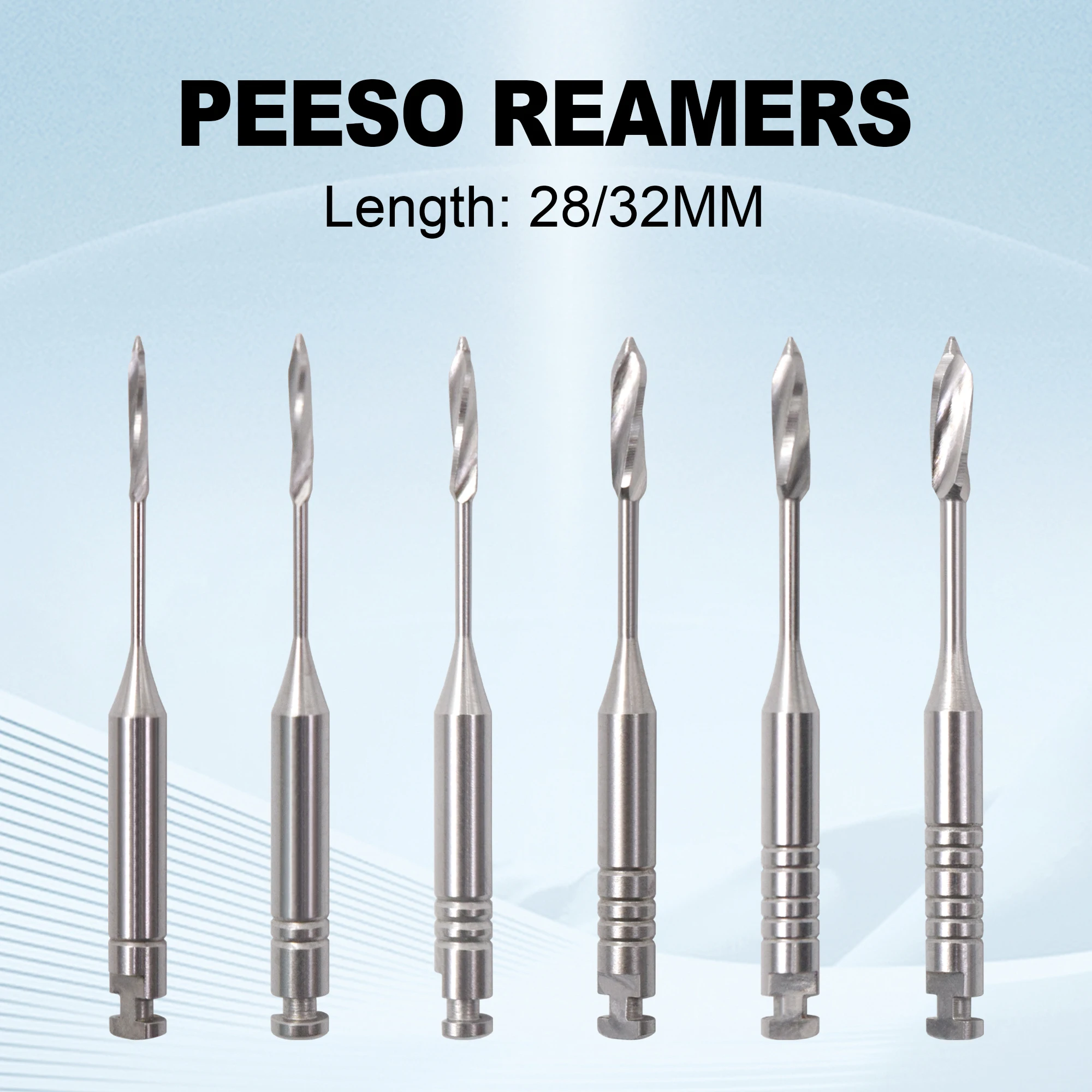 6Pcs/Box Dental Peeso Drills Dentistry Instrument #1-6 Peeso Reamers 1Box 32mm 28mm Stainless Steel Endodontic Rotary Files