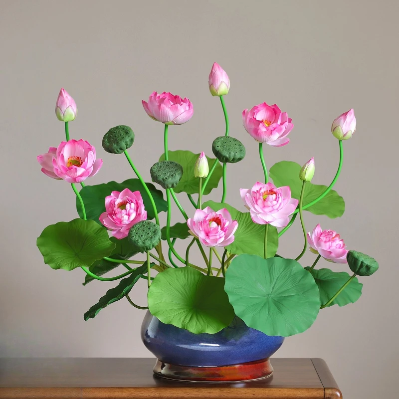 

Имитация цветка листья лотоса, китайский дзен, украшение для гостиной, украшение, ложный цветок, бонсай перед буддийского зала