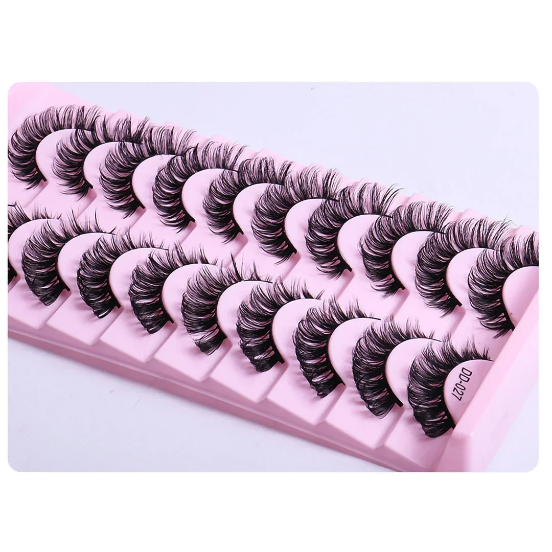 10Pairs Wimpers DD Krul 8-23mm Russische Wimpers 3D Nertsen Wimpers Herbruikbare Pluizige Russische Strip Wimpers wimper extension