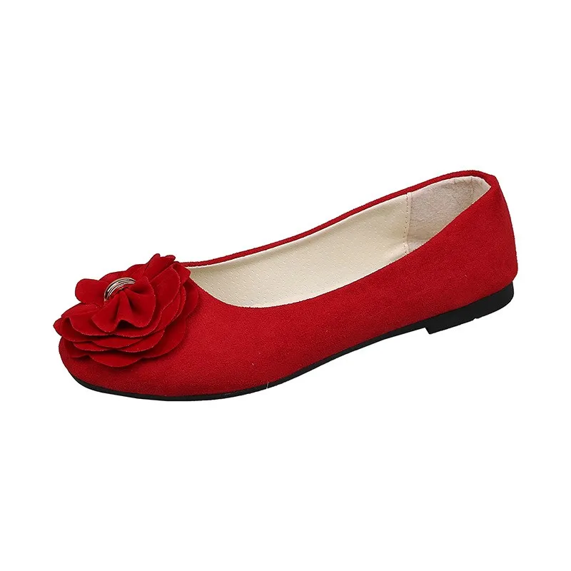 

2025 New Square Head Black Bean Shoes Women Flat Shoes Knot Single Shoes Velvet Surface Low Cut Large Size Women Shoes
