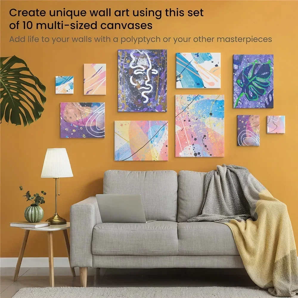 4 Stück/Packung, professionelle gespannte Leinwand, grundiert, weiß, 100 % Baumwolle, Leinwandbretter zum Gießen von Acryl, Ölfarbe, trockene und nasse Kunstmedien – Detail 9