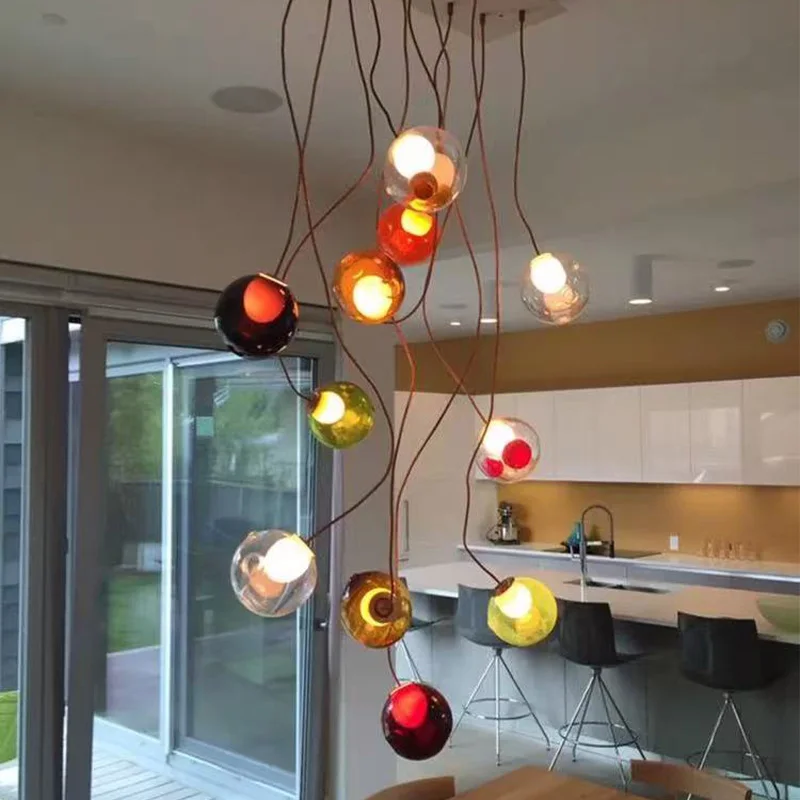 

American-style G9 coloured glass ceiling chandelier, suitable for living room and dining room home interior lighting, lustre