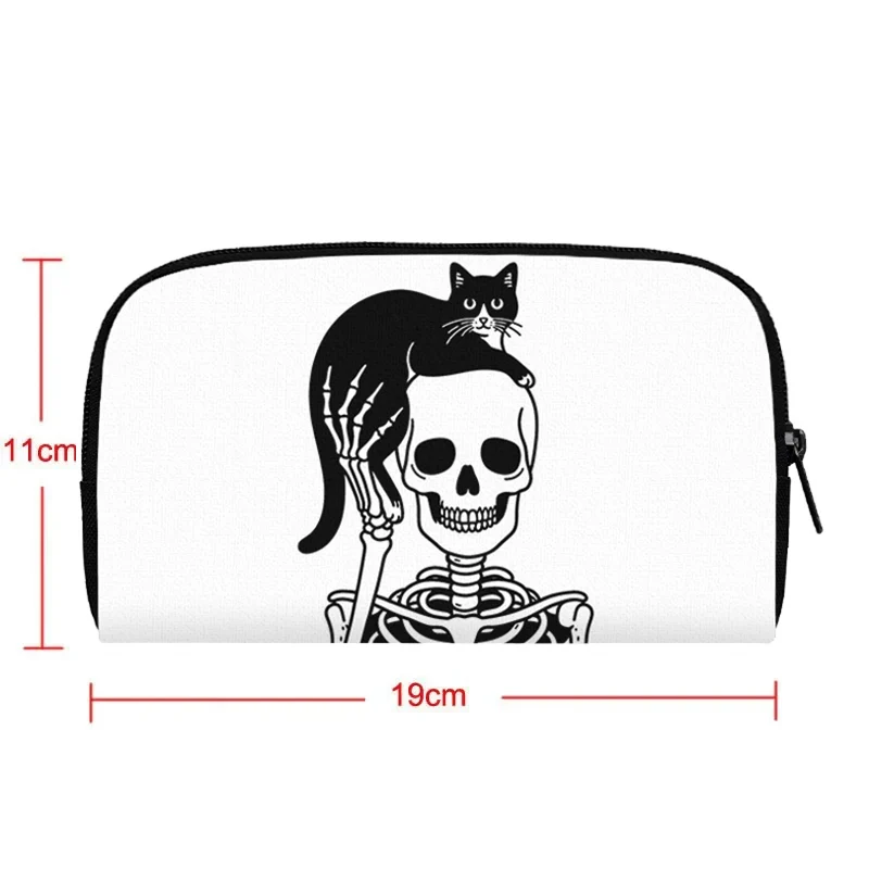 Funny Skeleton and Cat Print Wallet Cat Lover Skull Coin Money Bag Long Wallet Credit Card Holder Small Storage Bag Clutch Gift