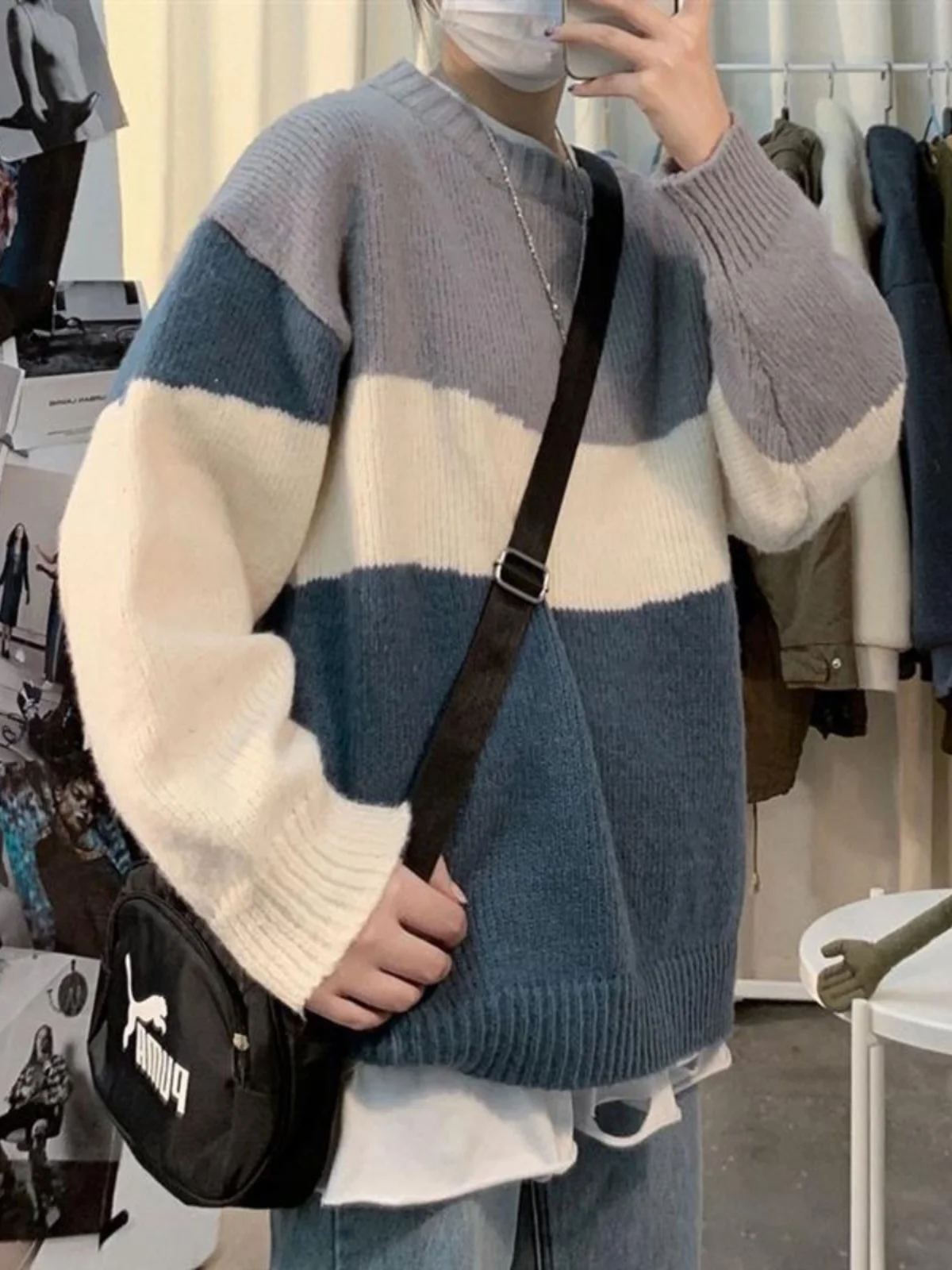 

Осень-зима, мужской свитер из Гонконга, свободный базовый слой, модный длинный све, круглый вязаный топ для студентов