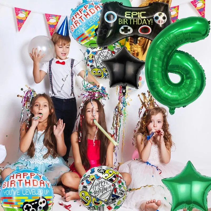 Fortnite 6Pcs Gamepad Video Game Controller Foil Balloon Birthday Party Decoration Party Supplies Boys Inflatable Toys Balloon