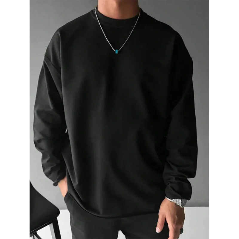 

Men's Crew Neck Sweatshirt U 91427 Pile round Neck Men's Hoodie Cross-Border Easy to Deform Open Cardigan Style Spring Summer