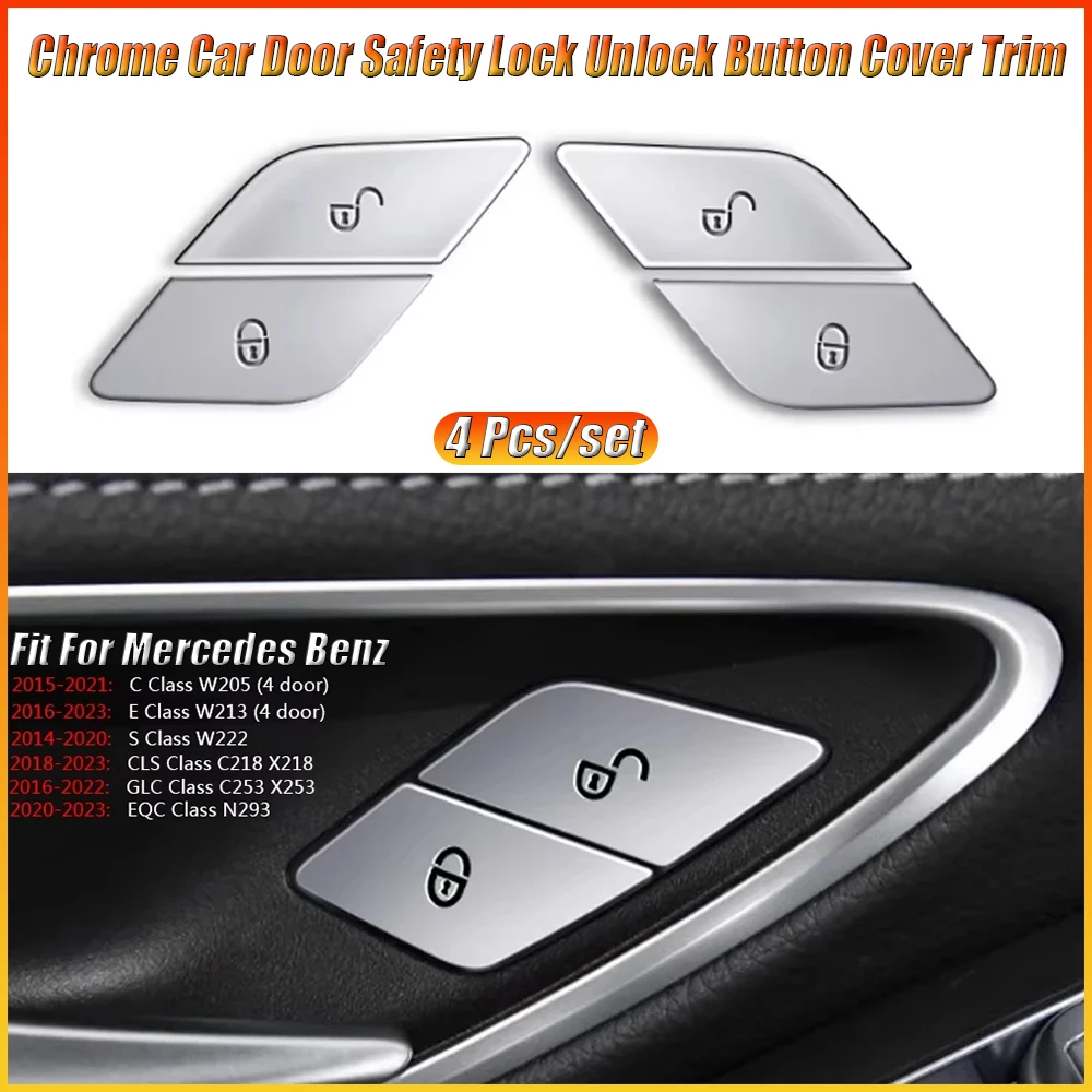Fit For Mercedes Benz C E Class GLC W205 W213 X253 Vito W447 ABS Car Door Lock Unlock Buttons Cover Stickers Auto Accessories