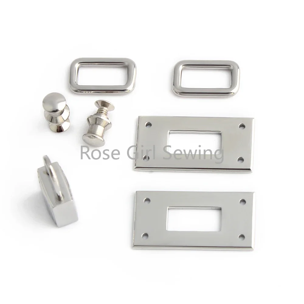 1Set Gold/Silver Stainless Steel Metal Rectangle Turn Lock For Handbag Bag Lobster Clasp Swivel Trigger Clips Buckle Accessories