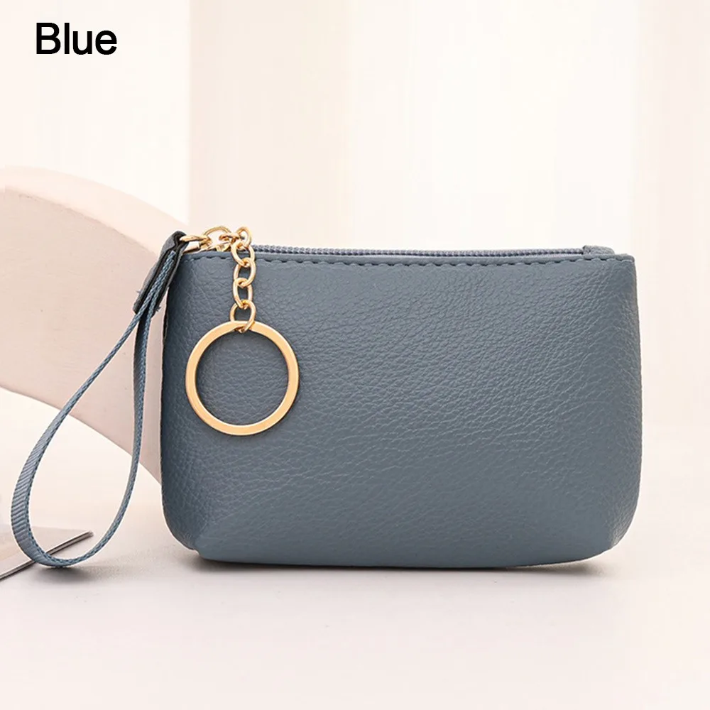 

New Multifunctional Wallet PU Leather Zipper Purse Solid Color Coin Bag