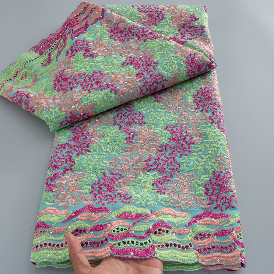 nouvelle-dentelle-suisse-en-voile-rose-turquoise-africaine-2026-tissu-en-dentelle-de-coton-orne-de-strass-tissu-special-pour-vetements-nigeriens