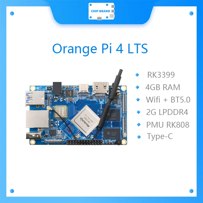 Orange Pi 4 LTS 4 GB RAM Rockchip RK3399, obsługiwane Wifi+BT5.0, Gigabit Ethernet, uruchamianie systemów operacyjnych Android, Ubuntu, Debian