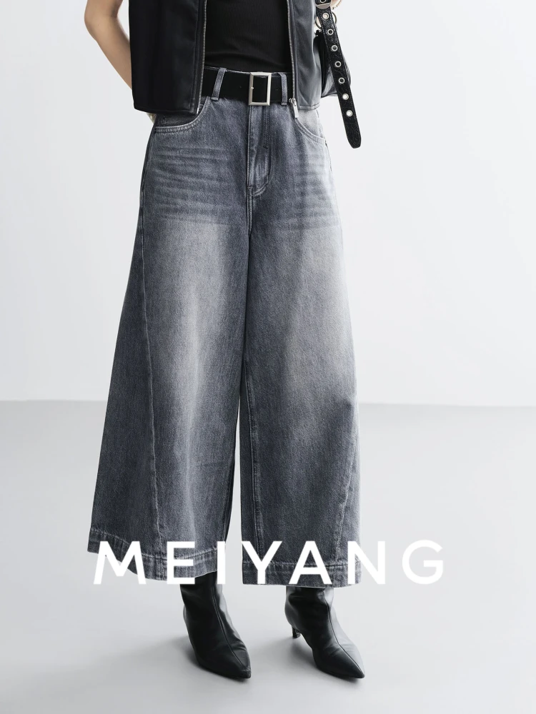

MeiYang Casual High Waist Wide Leg Jeans Street Sle Eighteen orts Water Waed Denim Pants for Women Spring Summer Autumn