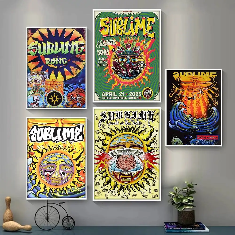 Classic Ska Punk Band S-Sublime DIY Sticky Poster Waterproof Paper Sticker Coffee House Bar Stickers Wall Painting