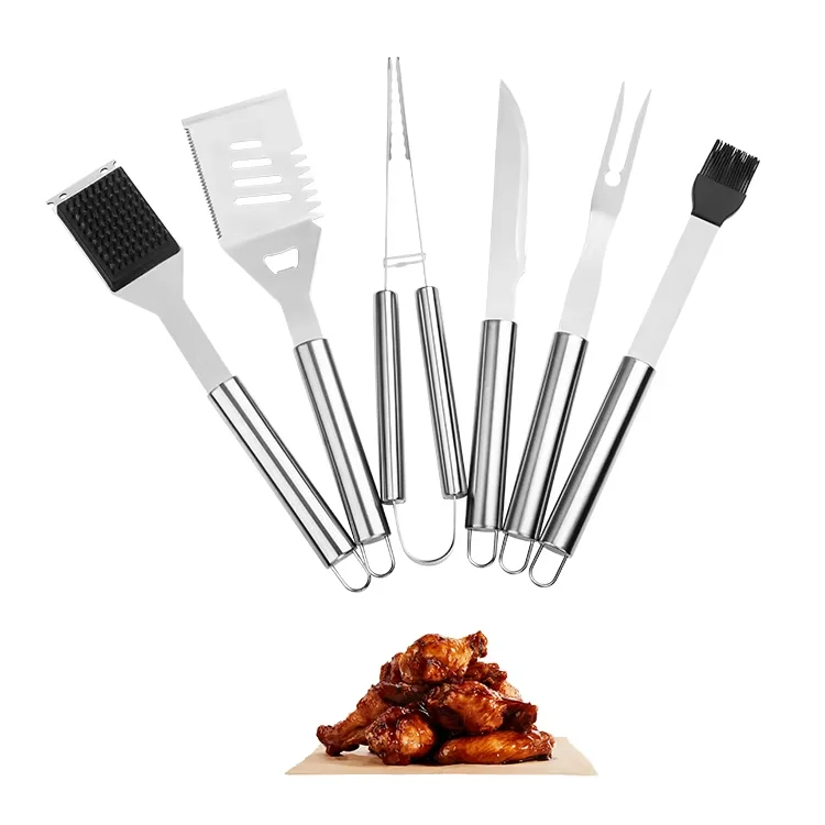 STLF6 قطعة أداة شواء معدنية مجموعة الكورية شواية باربيكيو اكسسوارات المطبخ أواني الطبخ بما في ذلك ملعقة شوكة للتخييم في الهواء الطلق