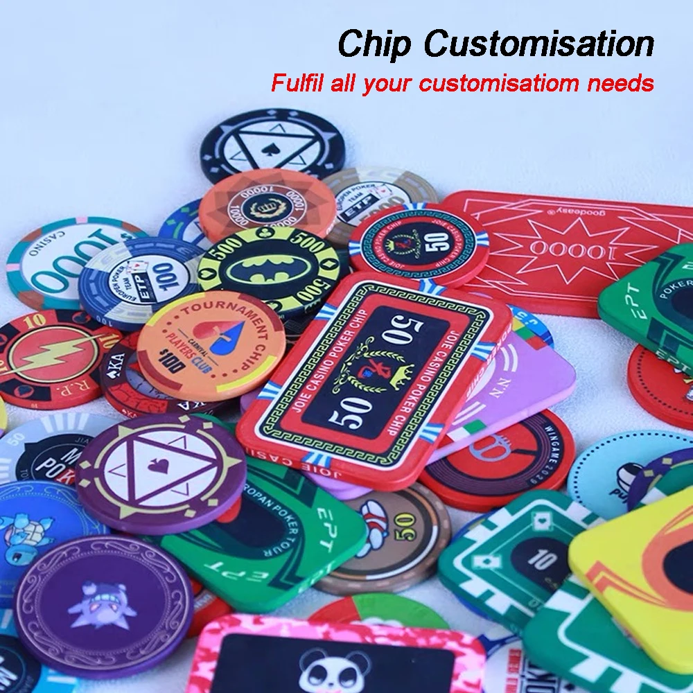 Customised Poker Chips for Casinos Ceramic/Clay Customised Texas Hold\'em Poker Chips Professional Factory MOQ 500pcs