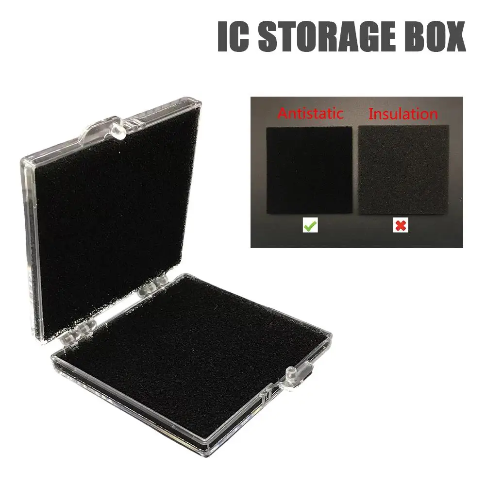 Ic Electrnics Cd Anti Static Sponge Storage Box Transparent Display Sample Box Jewelry Chip Accessories Organizer Storage T3h5