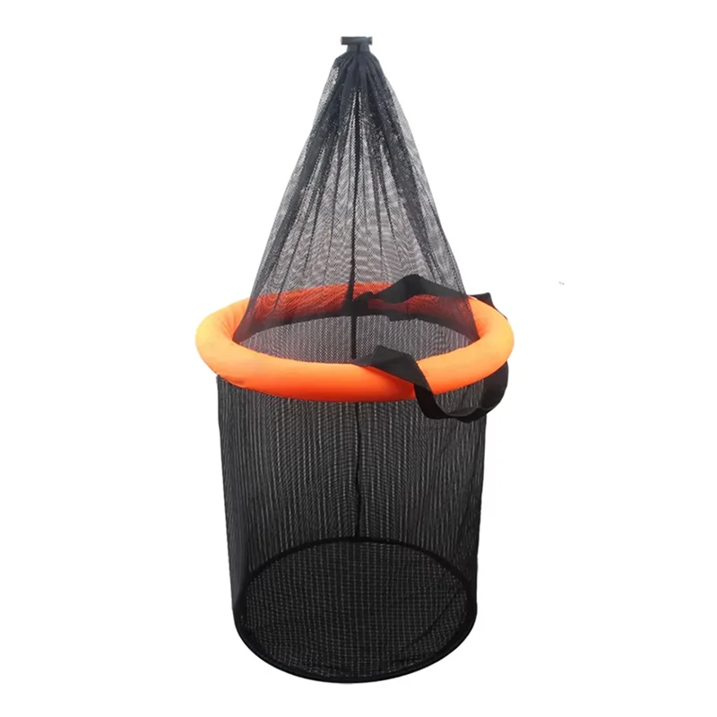 

A51Q-Floating Fishing Bait Basket Portable Foldable Fish Keeper Live Fish Net Cage With Wear-Resistant Mesh