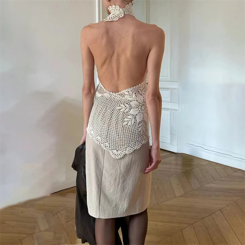 กระโปรงผู้หญิง กระโปรงยาวลูกไม้ปะติดปะต่อใหม่สำหรับฤดูใบไม้ร่วงปี 2025 ผ้าฝ้ายผสมป่าน กระโปรงทรงดินสอเอวยางยืดสำหรับผู้หญิง y2k