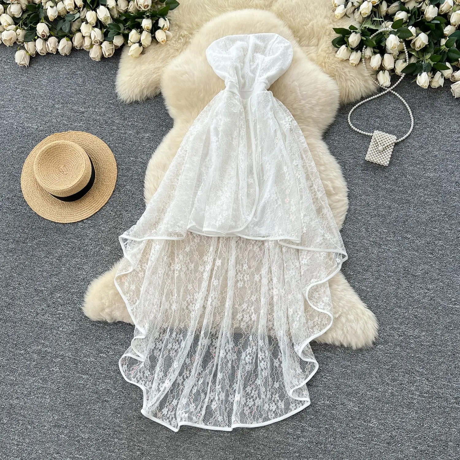 

Short Dress Women Strapless Dresses A Line Vestidos Streetwear Sleeveless Elegant Splice Y2k High Waist Sexy Party Night