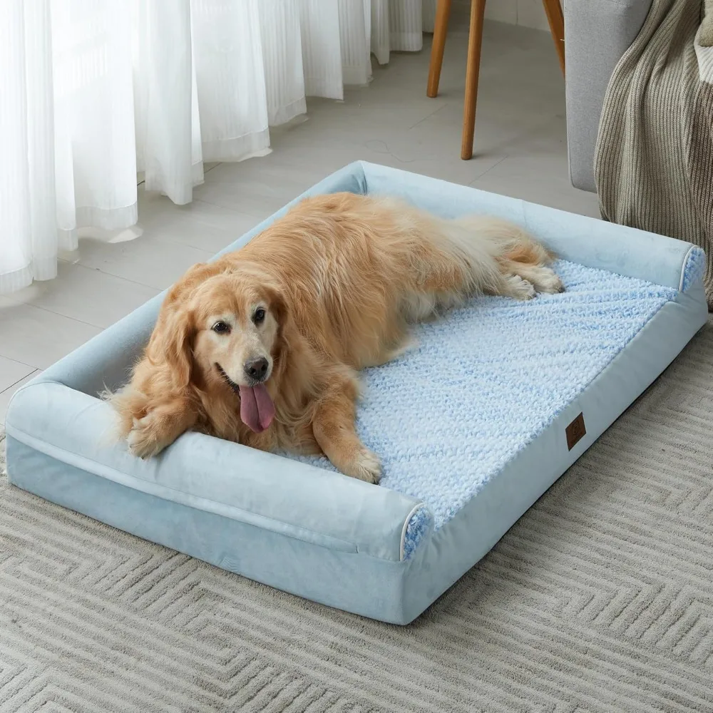 

Dog Beds for Large Dogs, Orthopedic Sofa Dog Bed Mat Pillow with Removable Waterproof Cover, Egg-Foam Dog Crate Bed