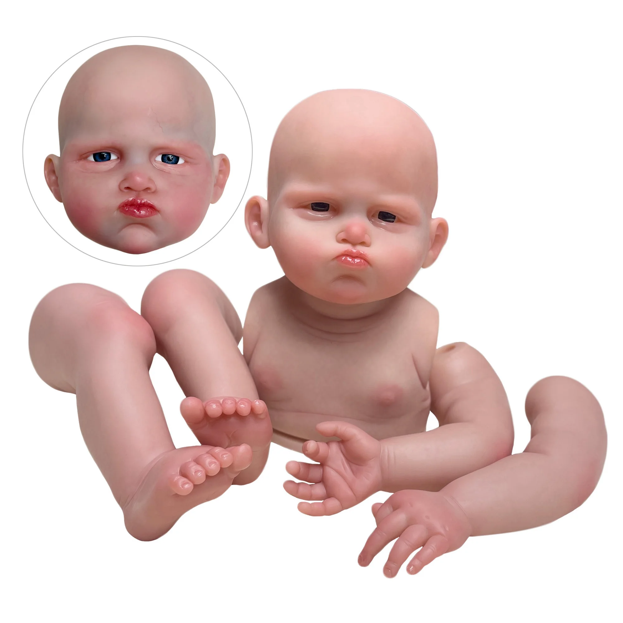 24-26Inch Painted Lifelike Mila and Grace Reborn Baby Kits Toddler 3D Painted Baby Doll With Cloth Body Handmade Soft Vinyl Kits