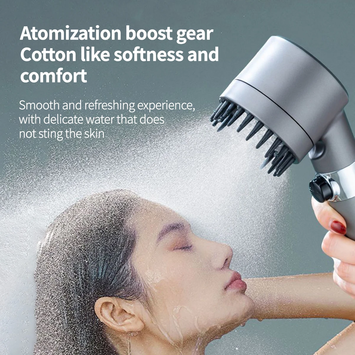 Portable High-pressure Shower Head 3-mode Adjustable Spray with Massage Brush Filter Rain Shower Faucet Bathroom Accessories Set