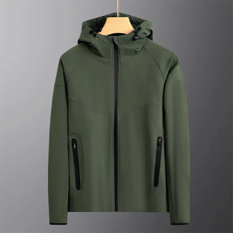 

Spring 2025 men's outdoor hooded casual sportswear slim-fit windproof waterproof zipper jacket
