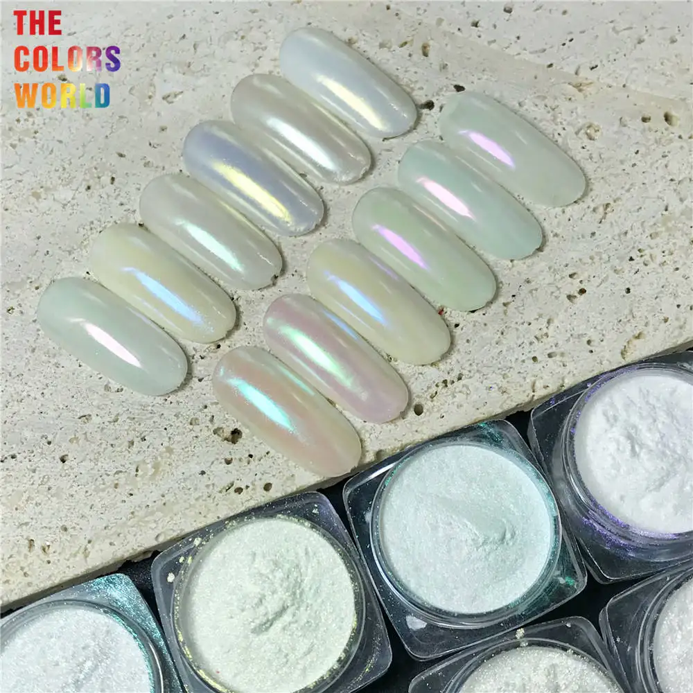 TCT-620  Diamond Magic Mirror Effect Pigment Nail Mirror Powder Pearl White Rubbing on Nail Art Glitter Pixie Dust Chrome Aurora