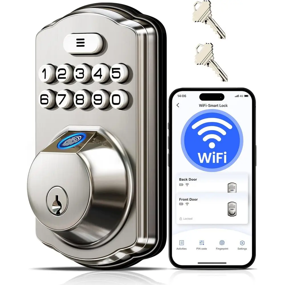 

Smart Door Lock with Fingerprint, Remote App Control, Alexa & Assistant Compatible, Keyless Entry, Digital Keypad, Auto-Lock, Sa